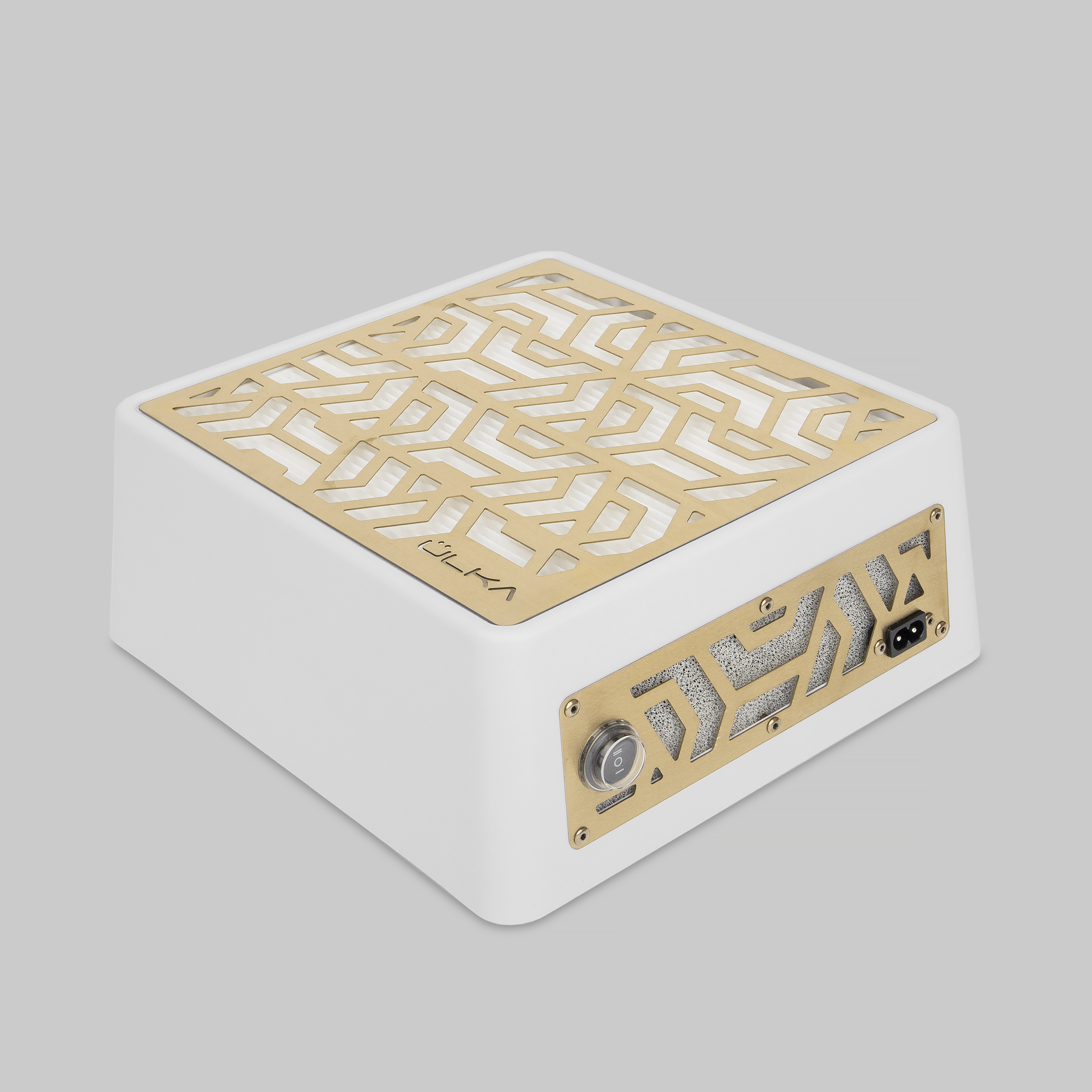ULKA Collecteur de poussière pour manucure PREMIUM Blanc avec grille dorée
