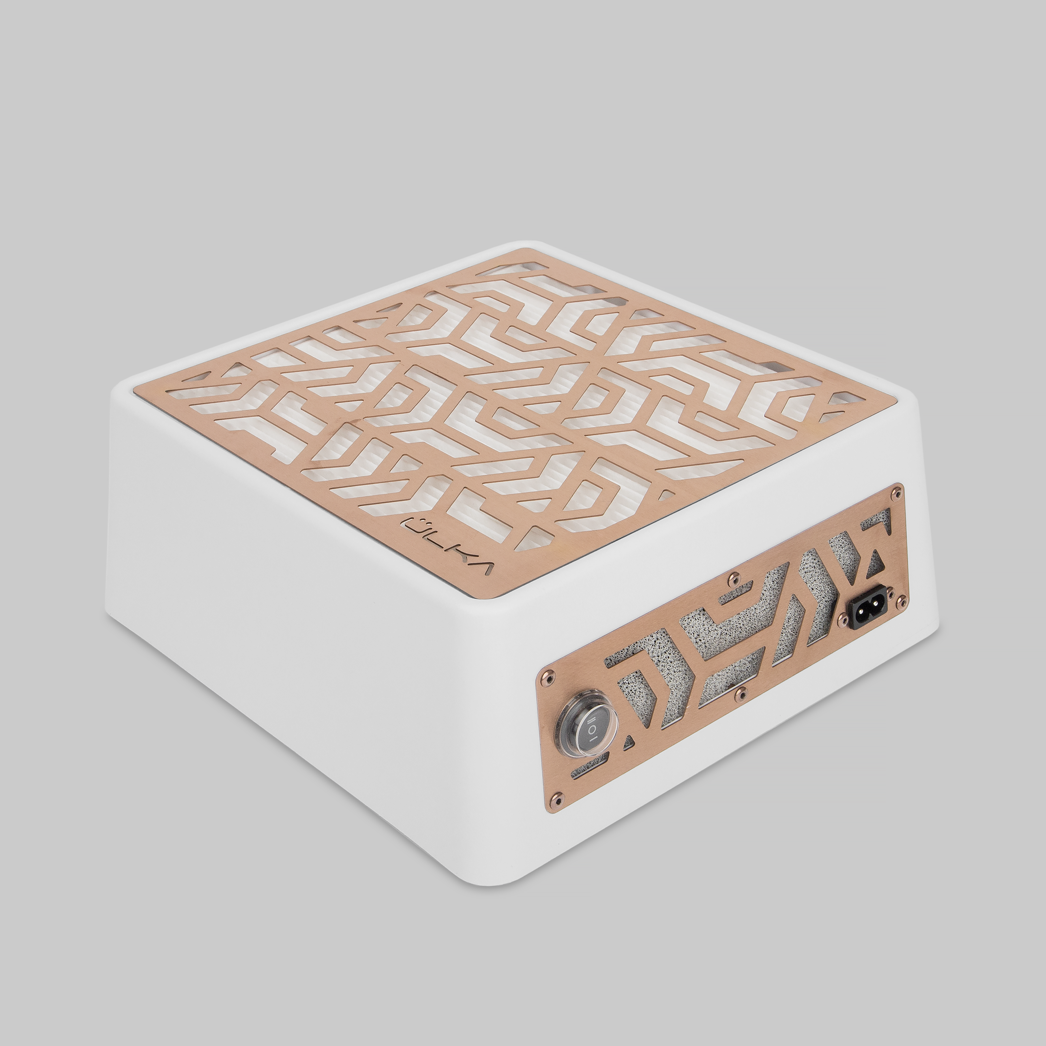 ULKA Collecteur de poussière pour manucure PREMIUM Blanc avec grille rose doré