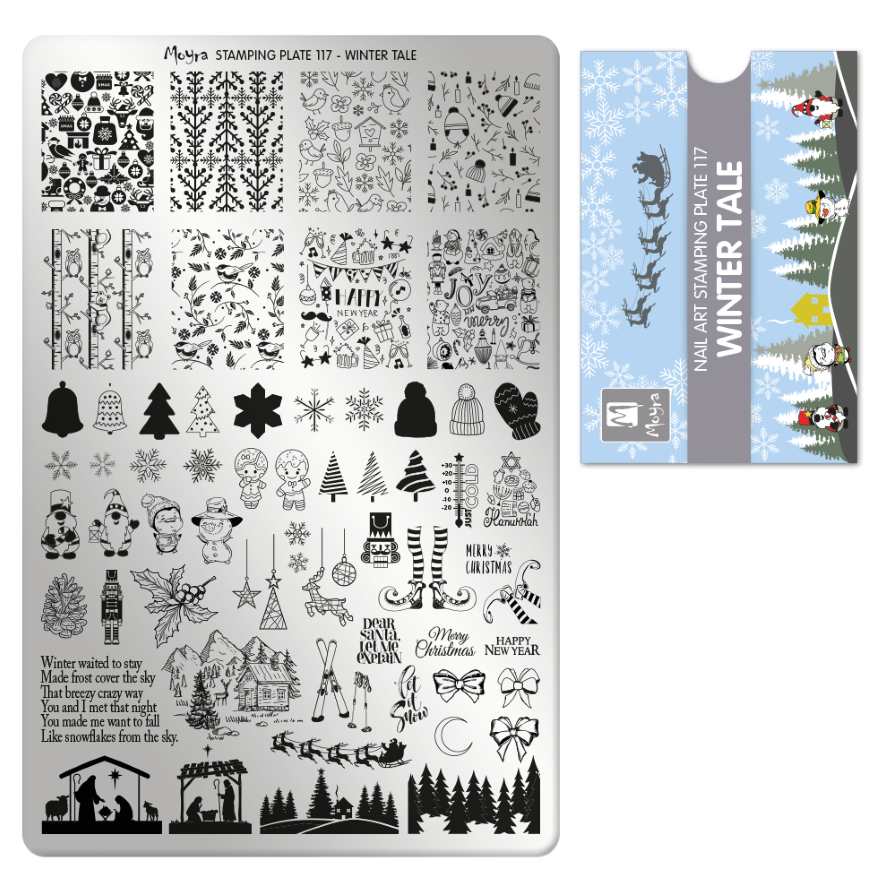 Plaque de tamponnage pour le design des ongles MOYRA Winter Tale n° 117