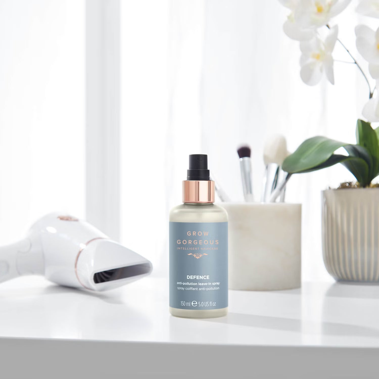 GROW GORGEOUS Spray sans rinçage anti-pollution Defense - Spray protecteur pour cheveux, 150 ml
