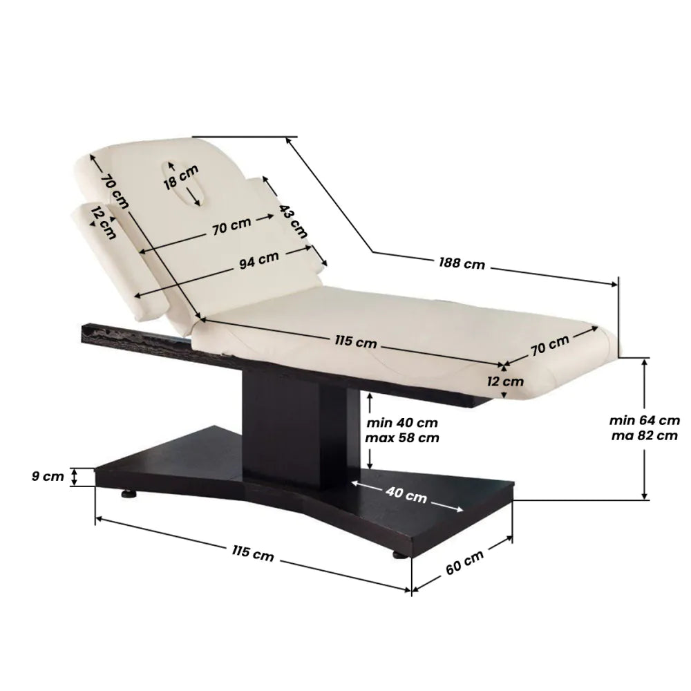 Table de soins Azzurro 805, couleur latte, chauffante