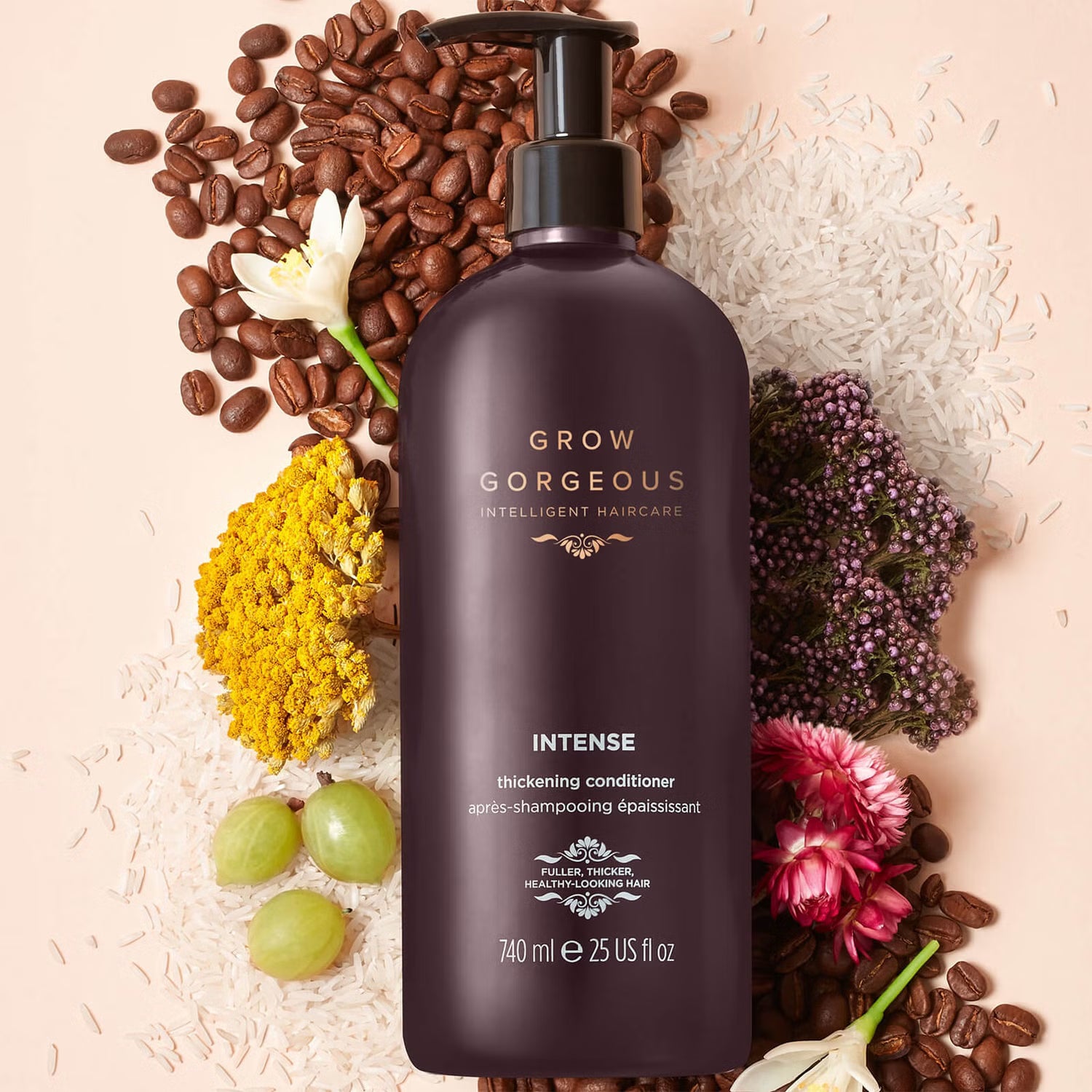 GROW GORGEOUS Après-shampooing épaississant intense, grand format - Après-shampooing pour cheveux épais, 740 ml
