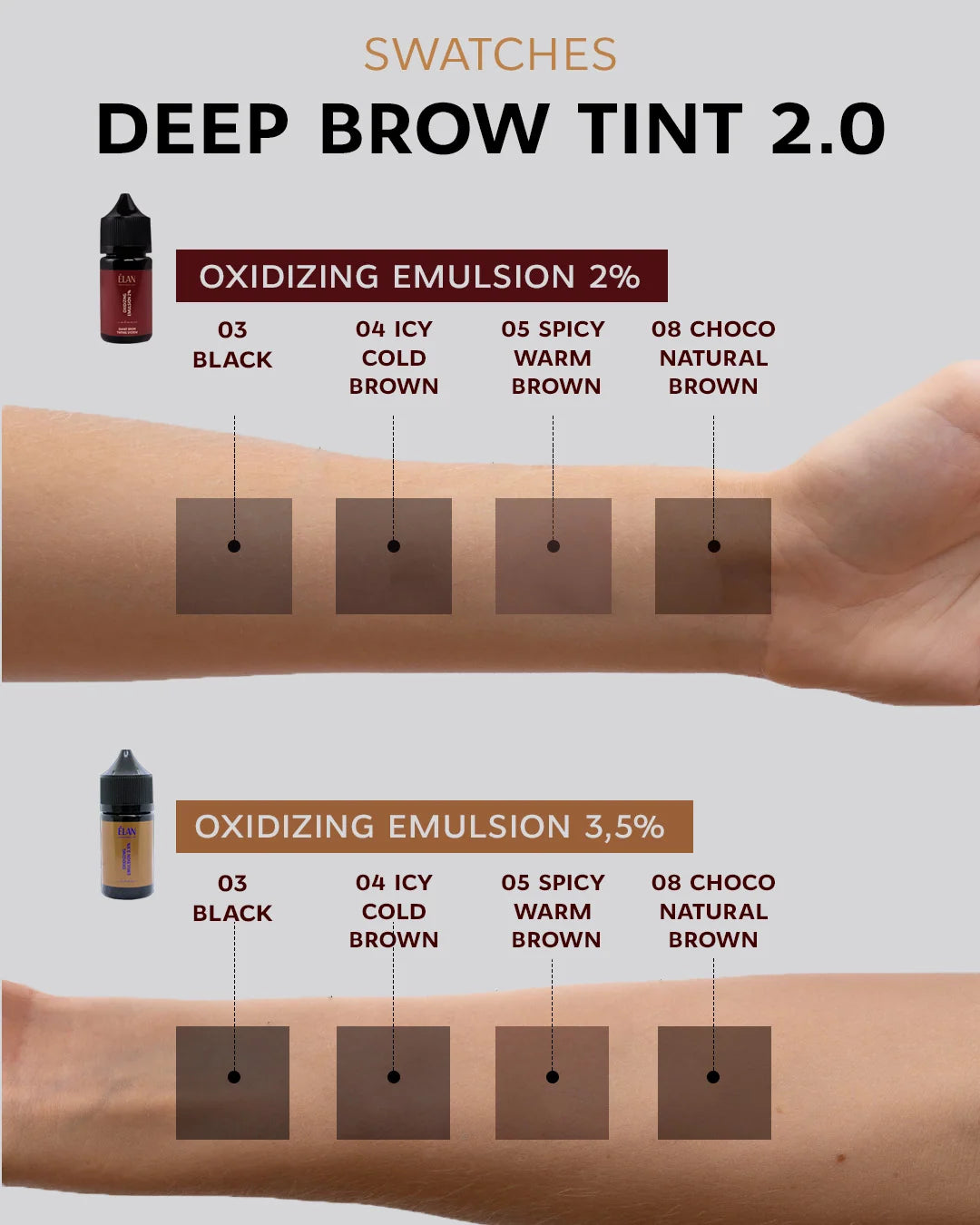 Elan Long-Lasting Eyebrow Tint “DEEP BROW TINT,” 2.0 08 CHOCO Natural Brown 20 ml