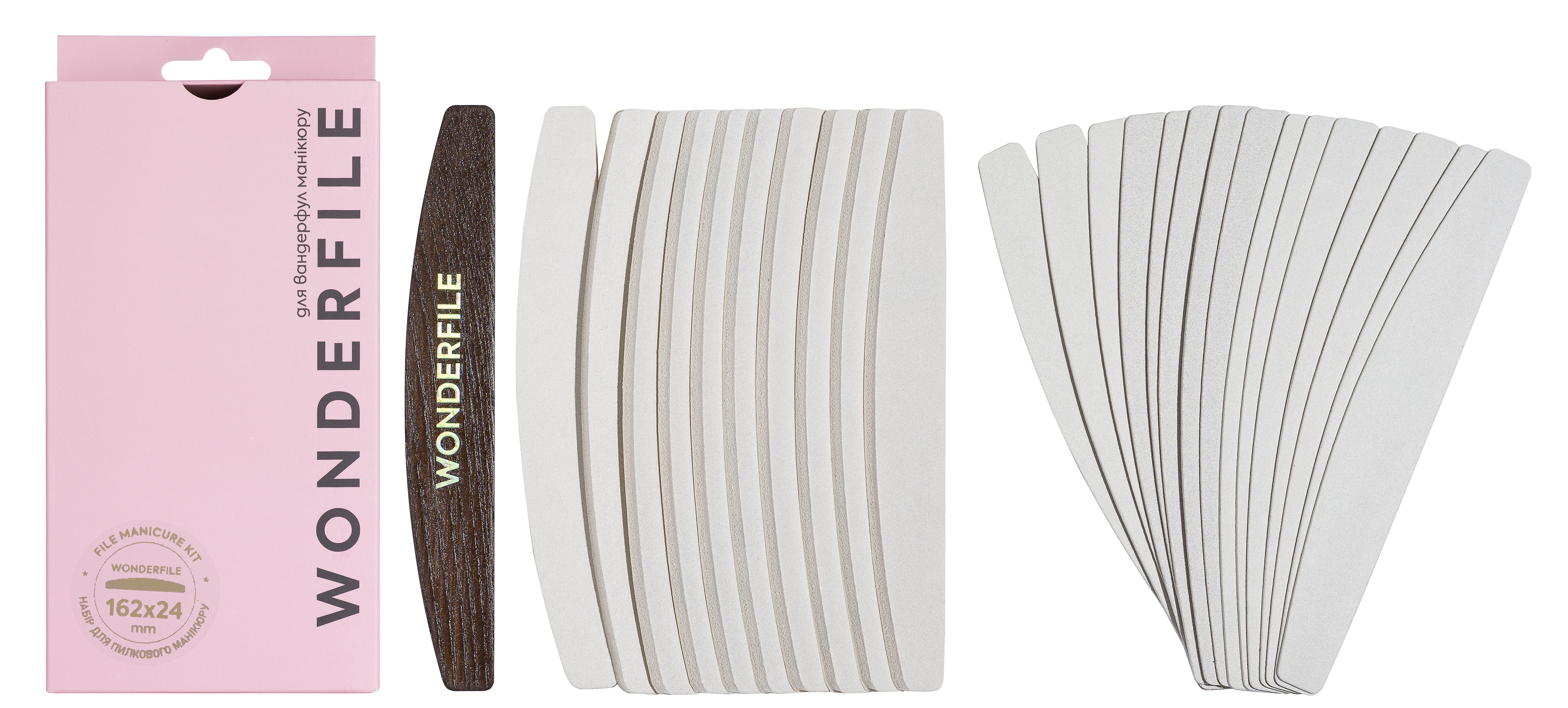 Kit de manucure Wonderfile avec un support en bois de 162 x 24
