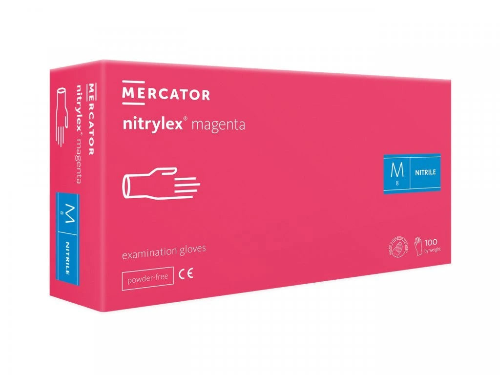 Nitrylex PF Disposable nitrile gloves, powder-free M Magenta, 100 pcs. (Poland)