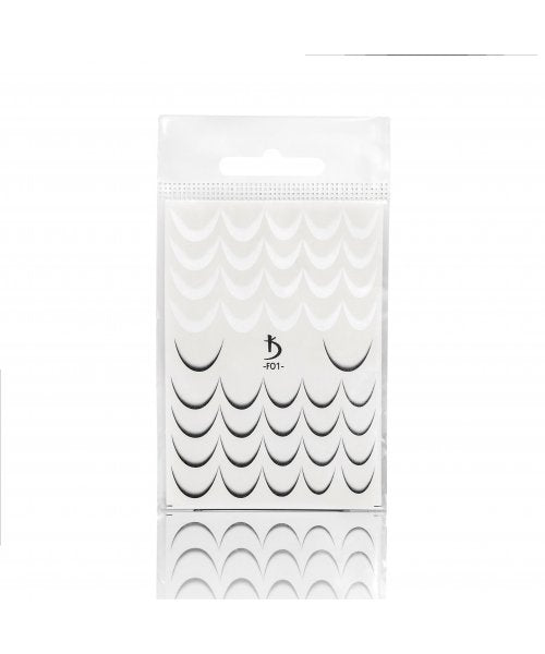KODI Sliders pour le design des ongles Ombré français F01 (noir/blanc)