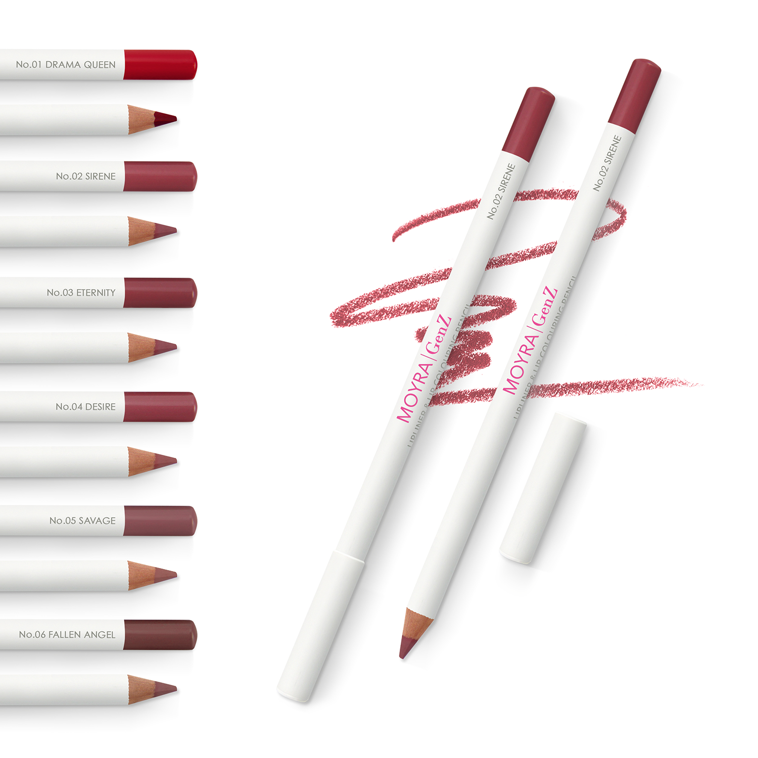 MOYRA GenZ Lipliner & Lip lūpu kontūrzīmulis un krāsojamais zīmulis 02 Sirene