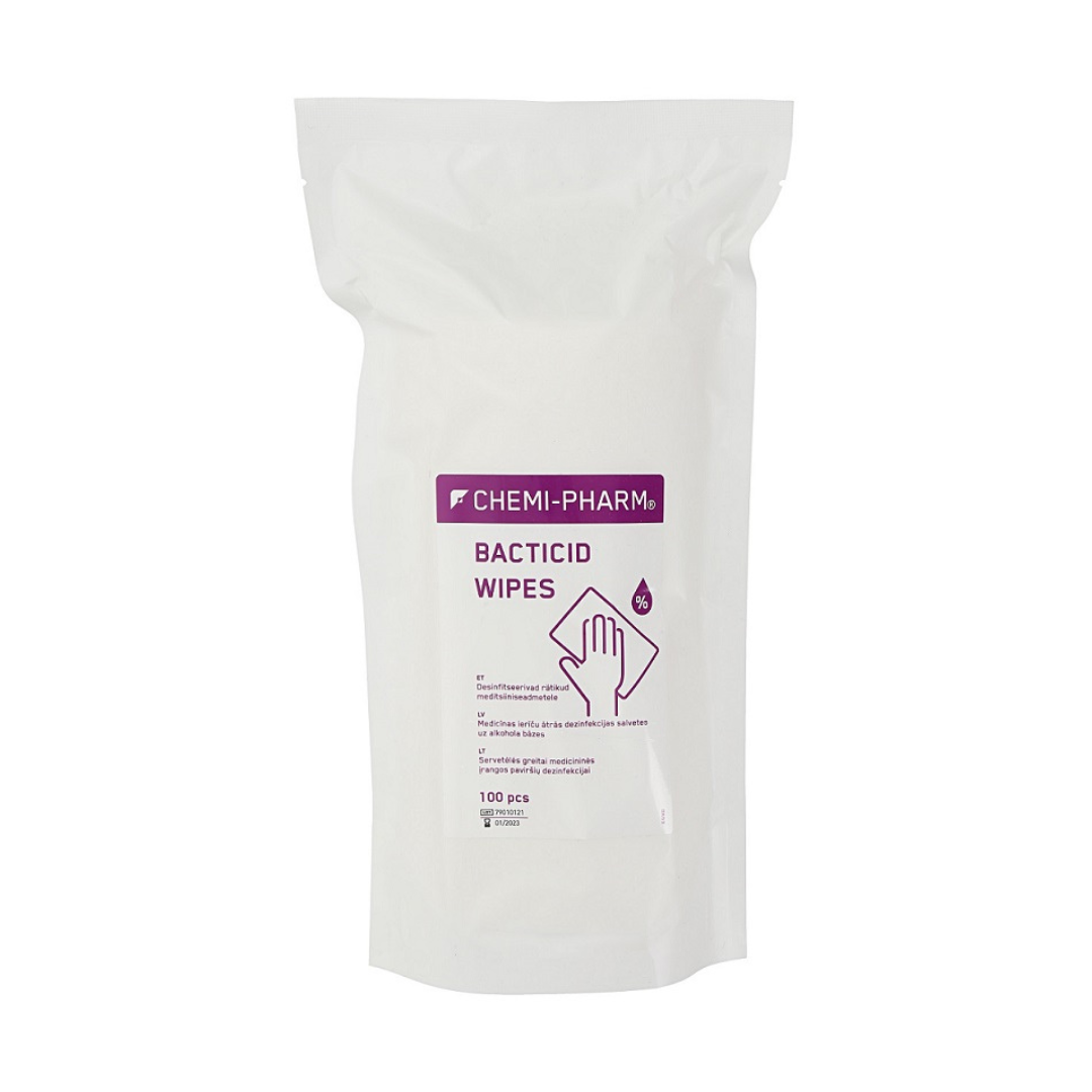 BACTICID WIPES N100 wipes for quick disinfection of equipment and surfaces, 100 count, REFILL