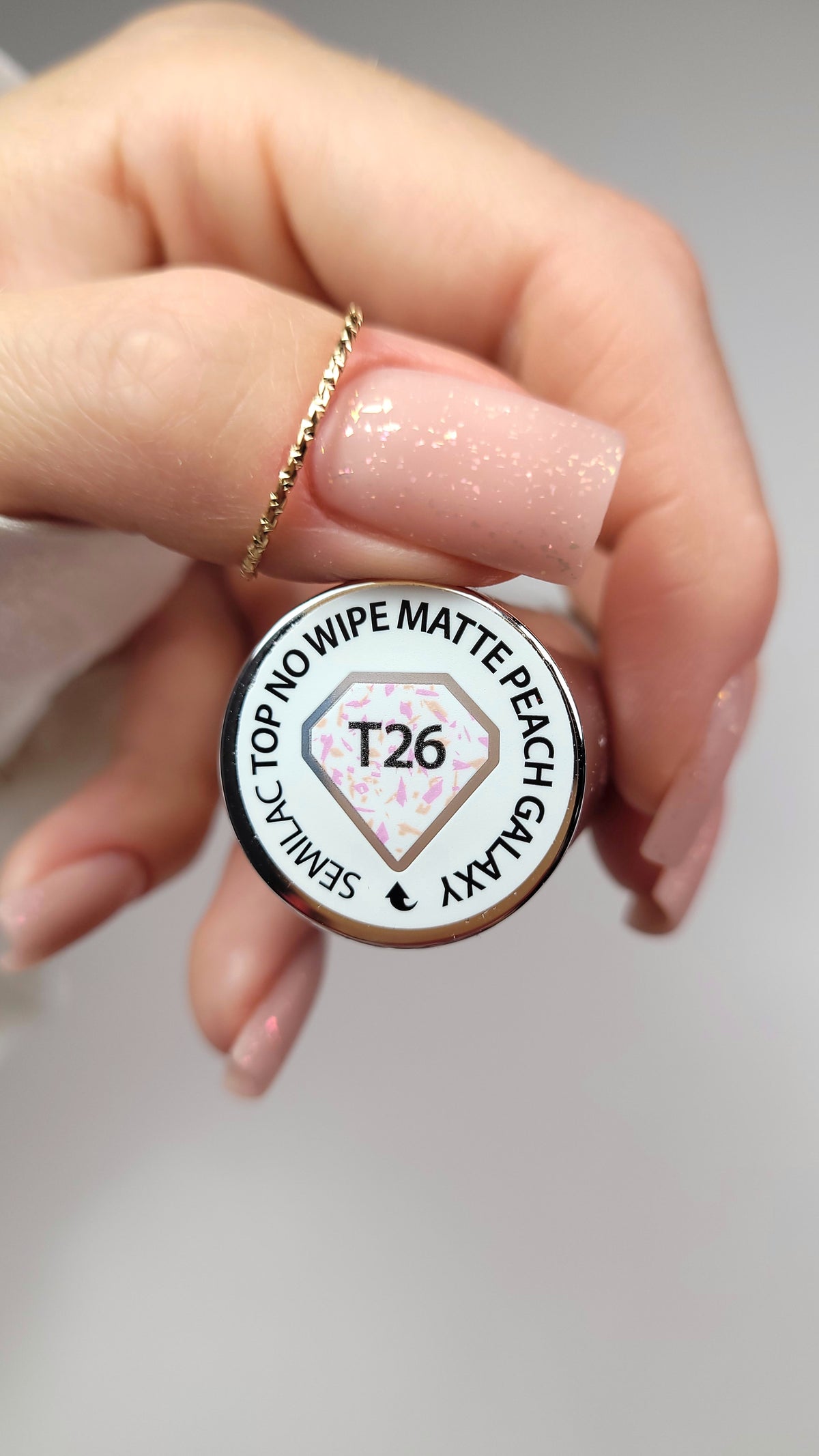 T26 Semilac Vernis gel UV Top No Wipe Matte Peach Galaxy 7 ml