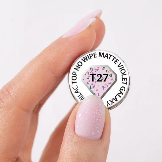 T27 Semilac Vernis gel UV Top No Wipe mat violet Galaxy 7 ml