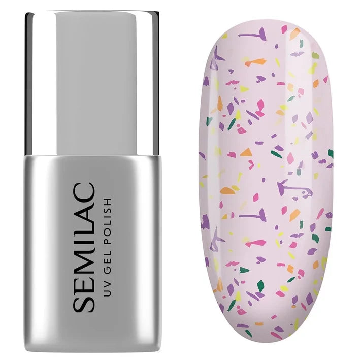 T27 Semilac Vernis gel UV Top No Wipe mat violet Galaxy 7 ml