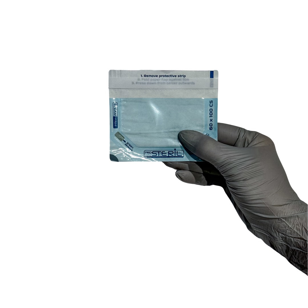 Sacs de stérilisation pour autoclave ProSteril 100 x 60 mm, CS, transparents avec indicateur, 100 pièces.