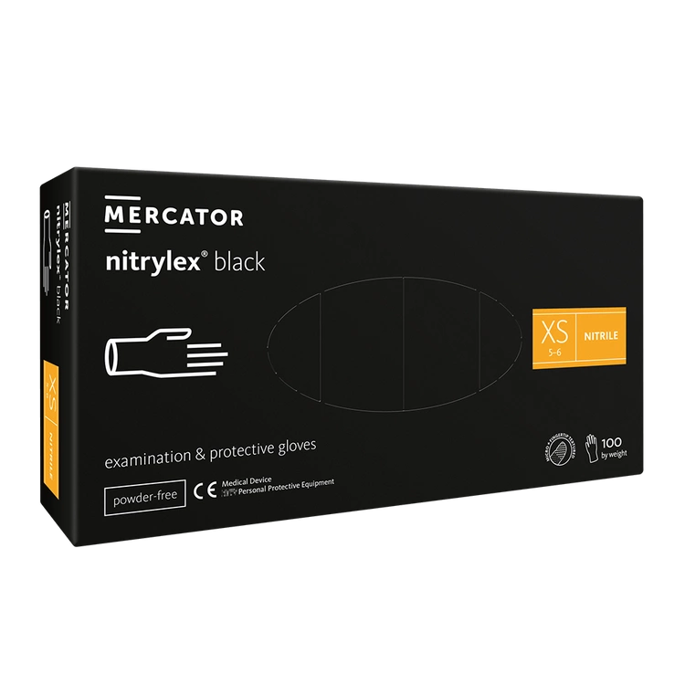 Nitrylex PF Disposable nitrile gloves, powder-free XS Black, 100 pcs. (Poland)