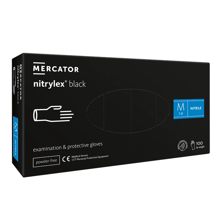 Nitrylex PF Disposable nitrile gloves, powder-free M Black, 100 pcs. (Poland)