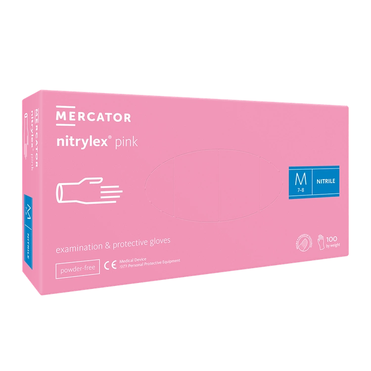 Nitrylex PF Disposable nitrile gloves, powder-free M Pink, 100 pcs. (Poland)
