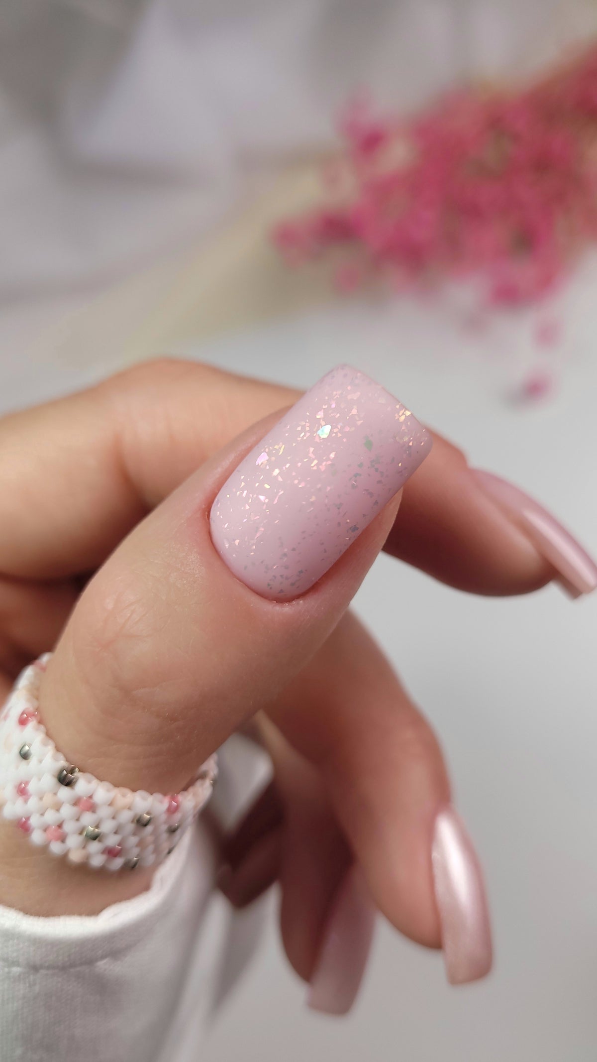 T26 Semilac Vernis gel UV Top No Wipe Matte Peach Galaxy 7 ml