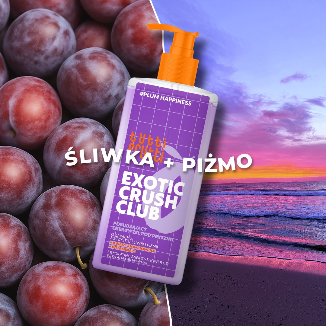 Farmona TUTTI FRUTTI PlumHappiness : gel douche énergisant et stimulant aux acides AHA+BHA+PHA, 400 ml
