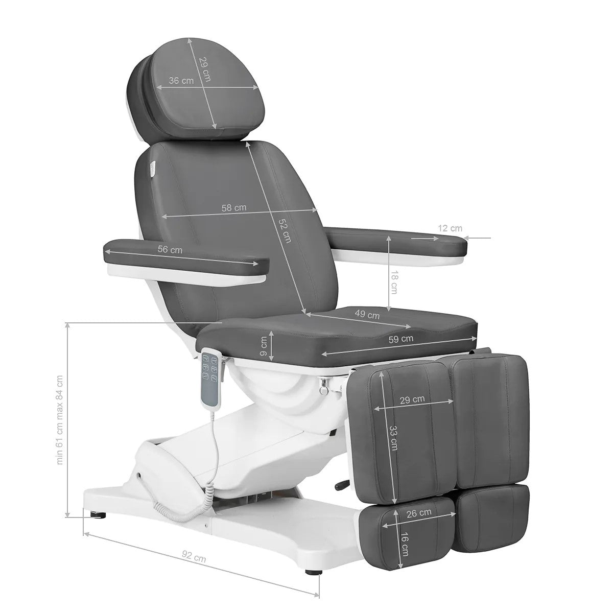 Fauteuil de beauté électrique Sillon Classic (3 moteurs) gris