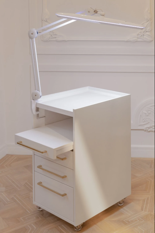Armoire de podologie mobile Afinia avec poignées dorées