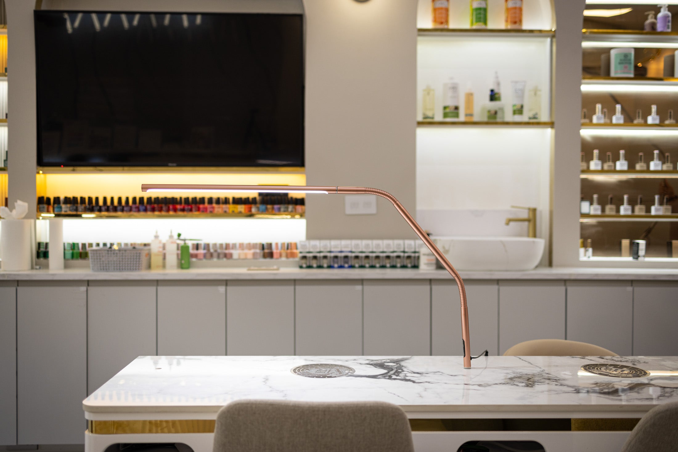 Daylight LED table lamp with bracket [Slimline 4 Rose Gold]