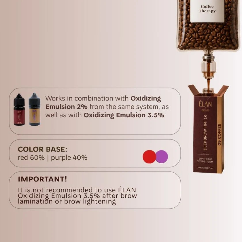 Elan Long-Lasting Eyebrow Tint “DEEP BROW TINT,” 2.0 08 CHOCO Natural Brown 20 ml
