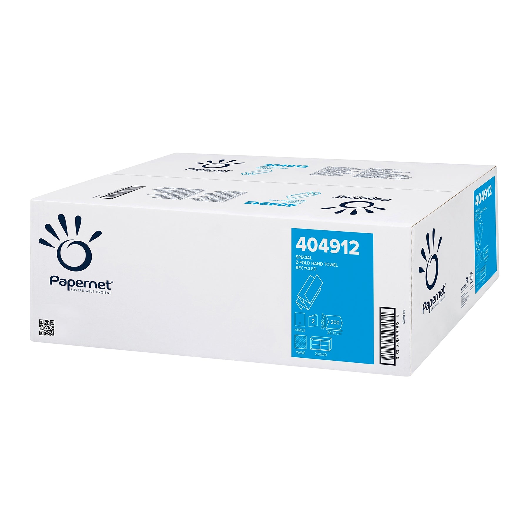 Essuie-mains en papier en feuilles Papernet, pliage en Z, 2 couches, 200 feuilles