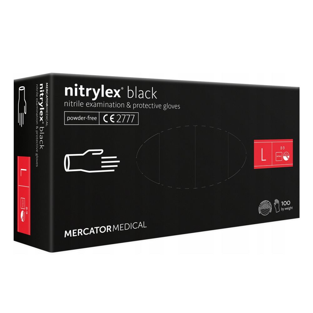 Nitrylex PF Disposable nitrile gloves, powder-free L Black, 100 pcs. (Poland)