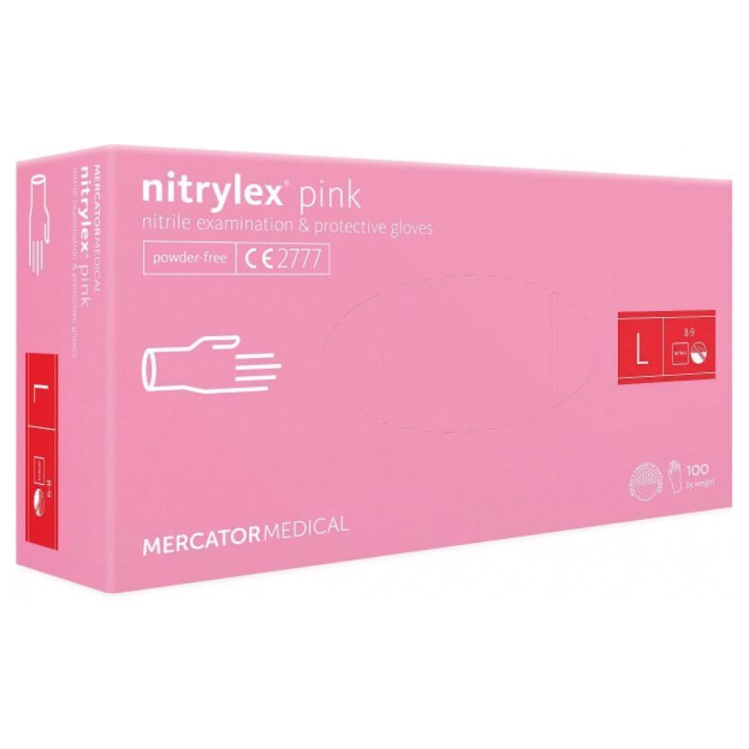 Nitrylex PF Disposable nitrile gloves, powder-free L Pink, 100 pcs. (Poland)