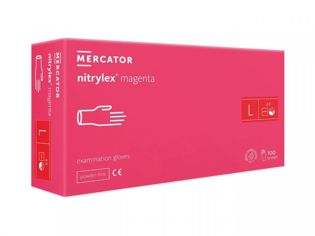 Nitrylex PF Disposable nitrile gloves, powder-free L Magenta, 100 pcs.