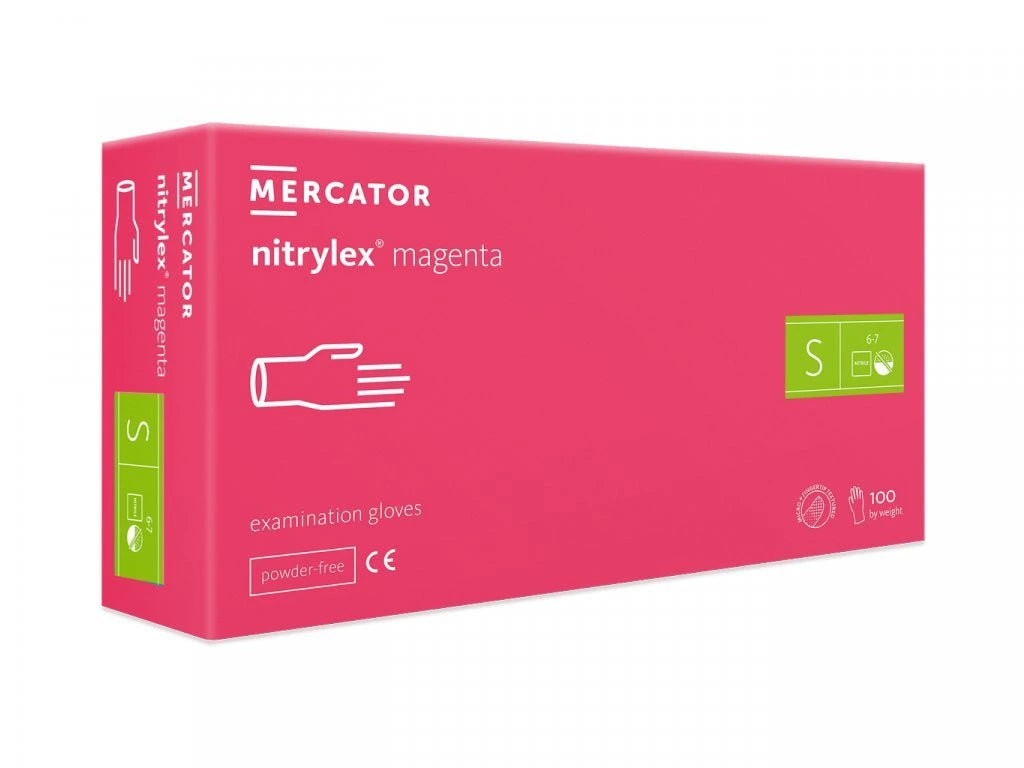 Nitrylex PF Disposable nitrile gloves, powder-free S Magenta, 100 pcs. (Poland)