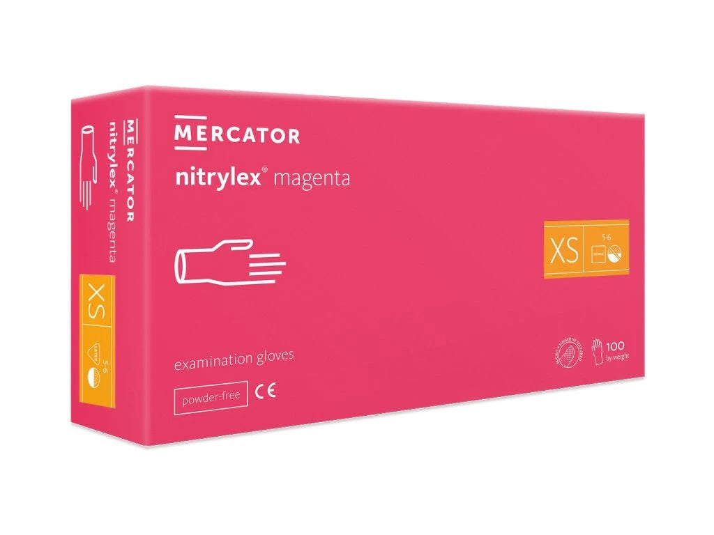 Nitrylex PF Disposable nitrile gloves, powder-free XS Magenta, 100 pcs. (Poland)