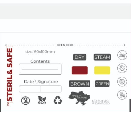 Sacs de stérilisation combinés STERIL&SAFE pour air chaud et autoclave 60 x 100 mm PKW avec indicateur, blancs, 100 pièces.