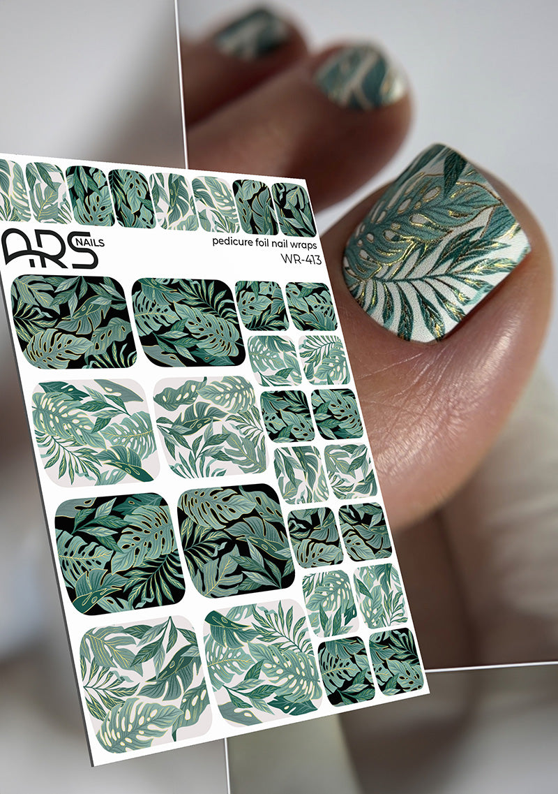 Pedicure cabinet pedicure nail wraps with gold foil [WR-413] 
