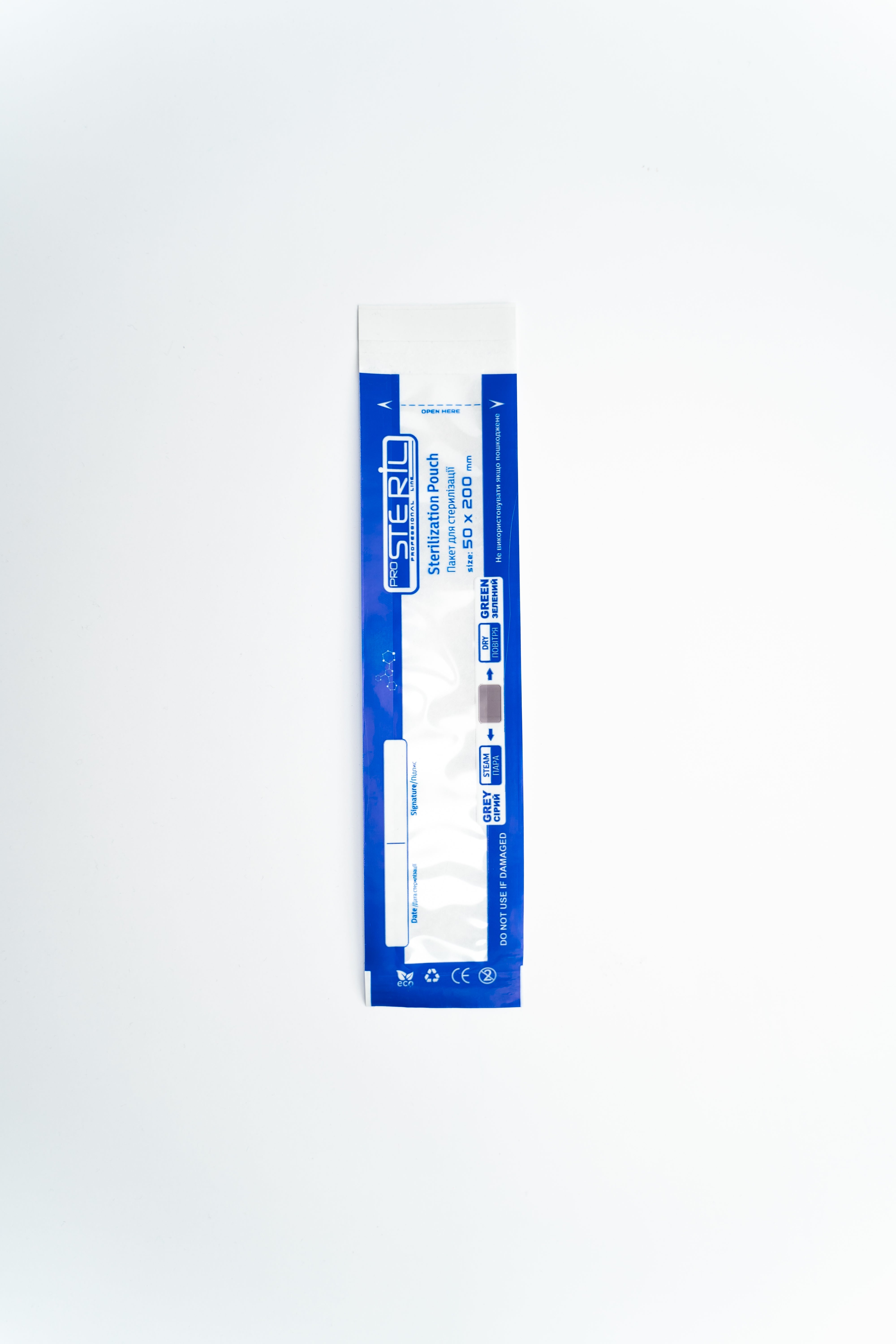 Sacs de stérilisation ProSteril pour stérilisation à l'air chaud et en autoclave, 50 x 200 mm, CPW, transparents avec indicateur, 100 pièces.