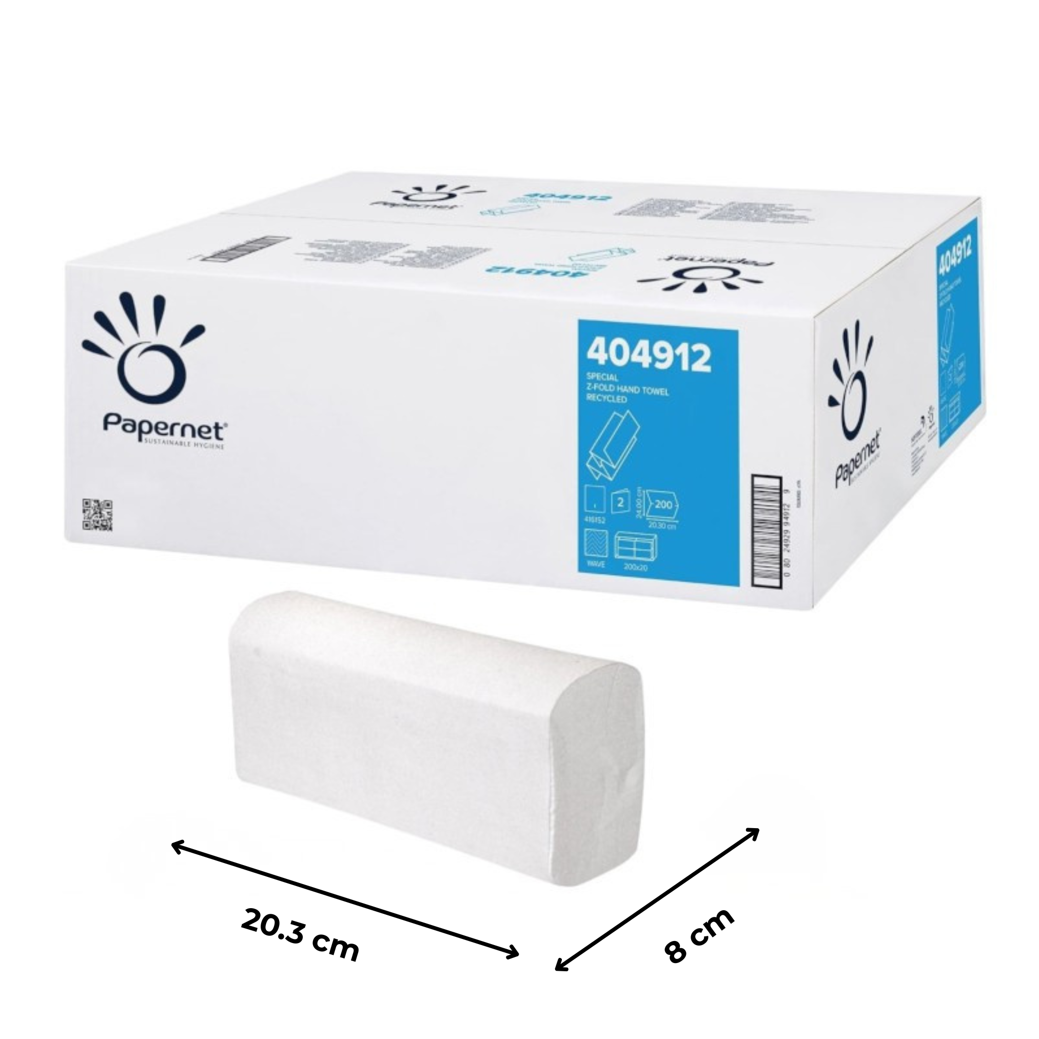 Essuie-mains en papier en feuilles Papernet, pliage en Z, 2 couches, 200 feuilles