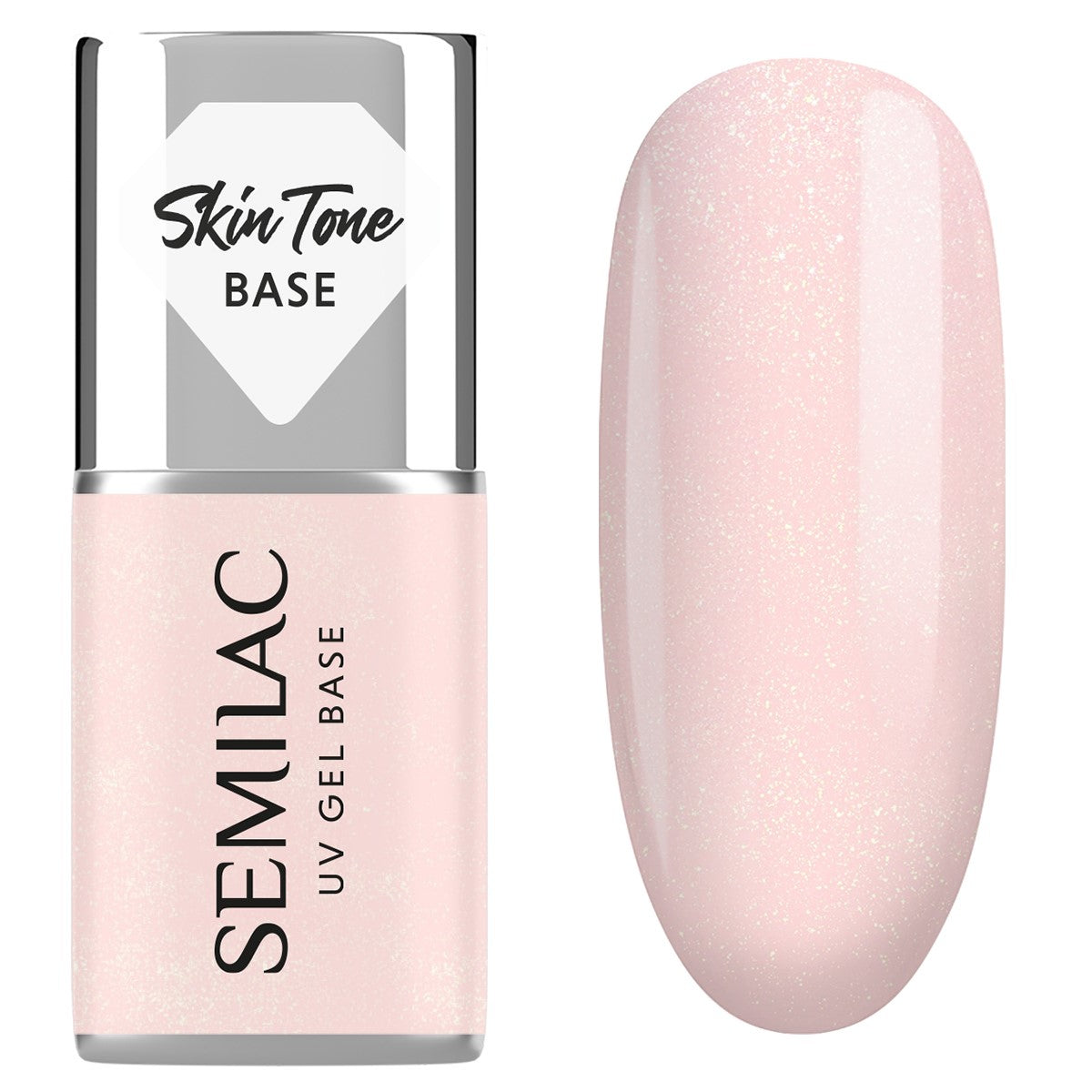 Semilac Base teint 2 en 1 Glitter Rose 7 ml