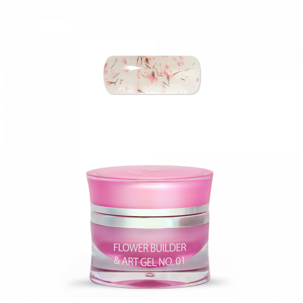 Gel Moyra Flower Builder & Art, base transparente avec des fleurs n° 01, 15 g