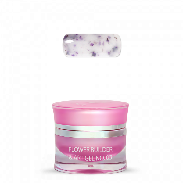 Gel Moyra Flower Builder & Art, base blanc lait avec des fleurs n° 03, 15 g