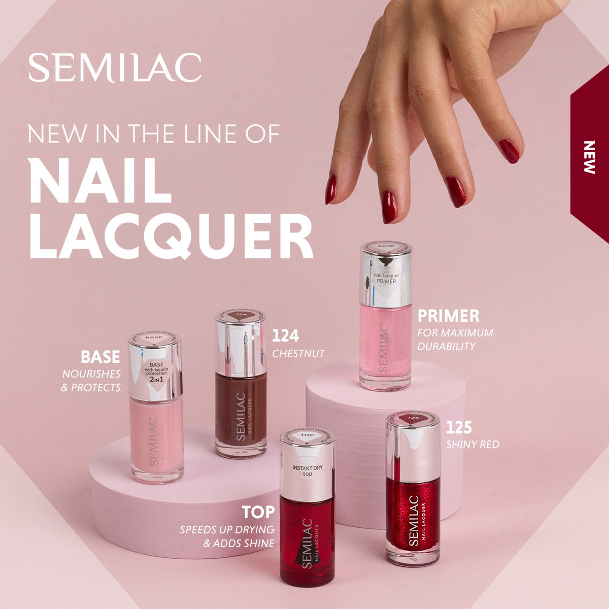 Semilac - Base adhésive à la kératine pour vernis à ongles, 9 ml