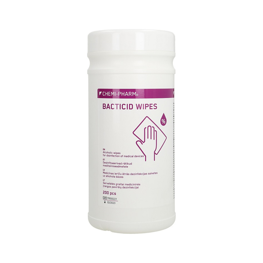 Lingettes BACTICID WIPES pour la désinfection rapide des équipements et des surfaces, 200 pièces.