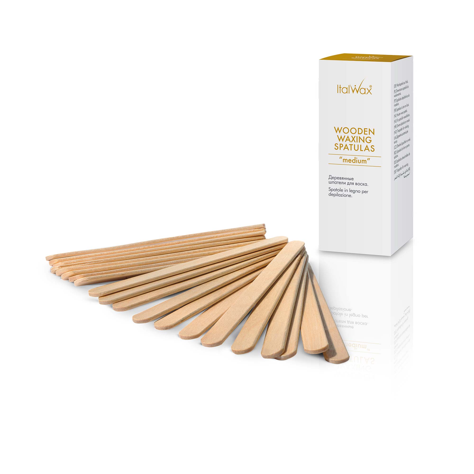 Italwax Wooden Spatulas for Waxing, Refill Medium, 50 pcs. (D000325)