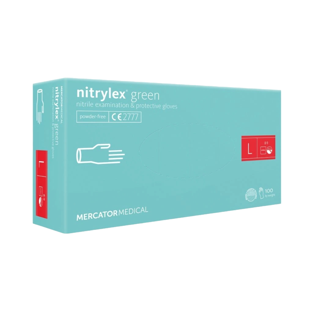 Nitrylex PF Disposable nitrile gloves, powder-free L Green, 100 pcs. (Poland)