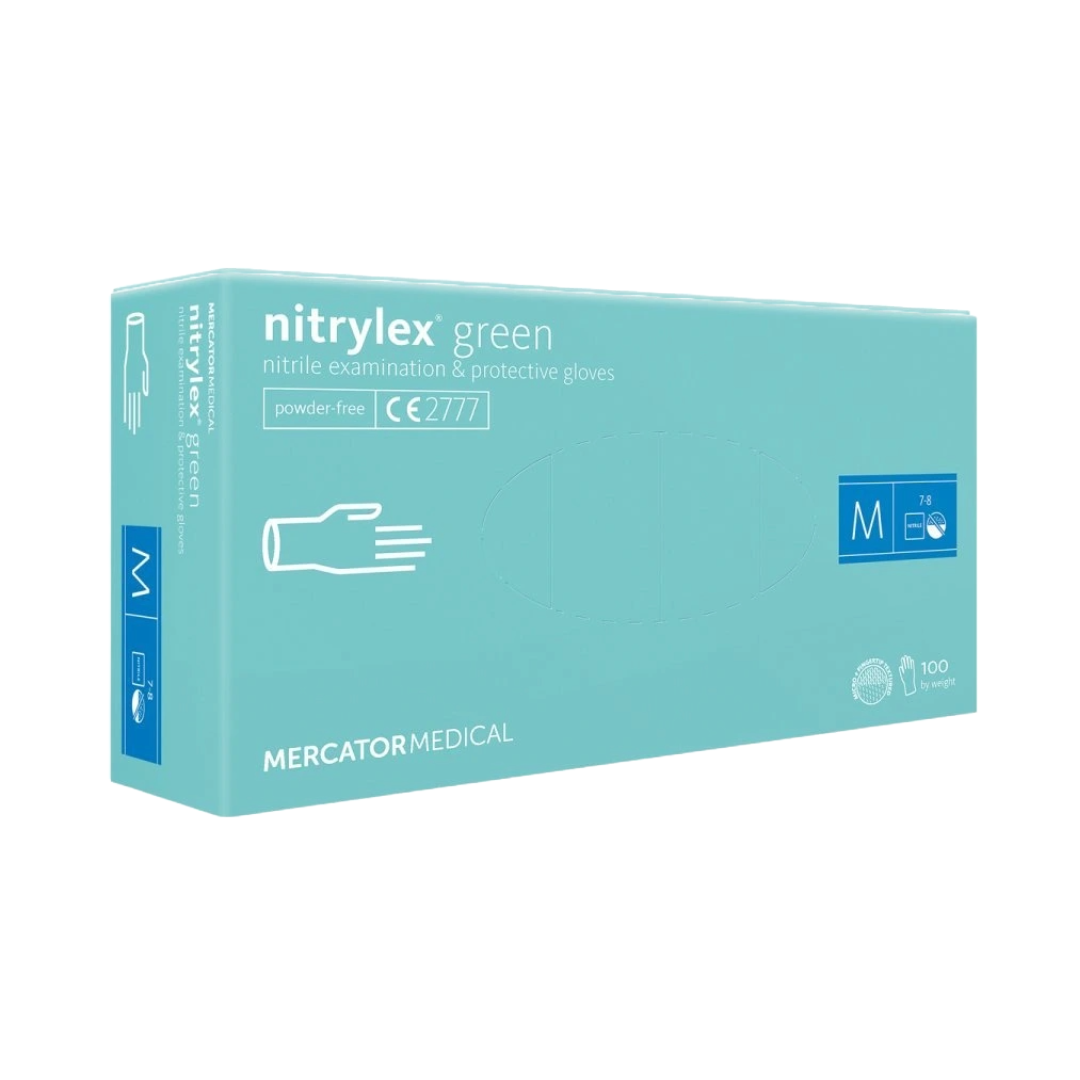 Nitrylex PF Disposable nitrile gloves, powder-free M Green, 100 pcs. (Poland)