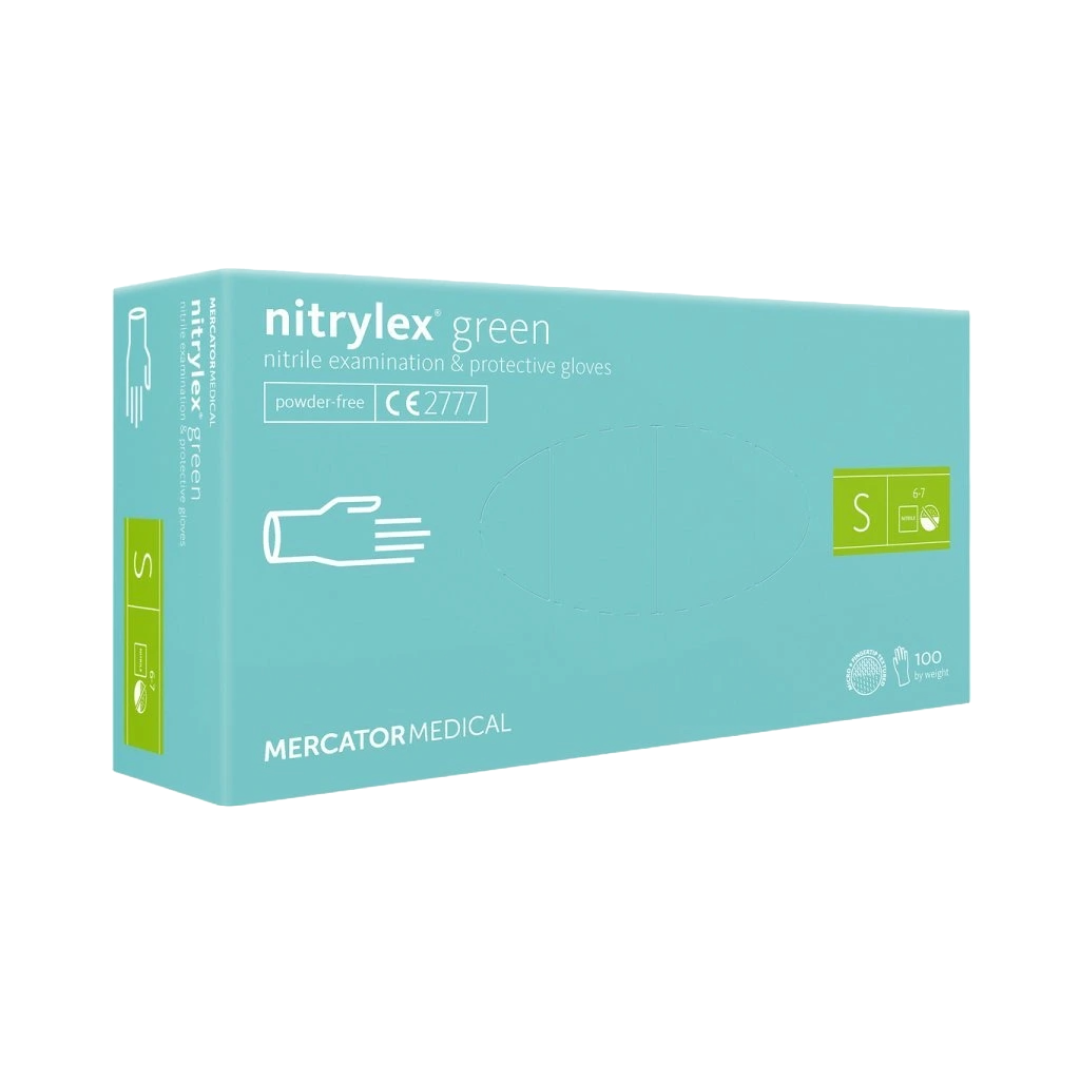 Nitrylex PF Disposable nitrile gloves, powder-free S Green, 100 pcs. (Poland)