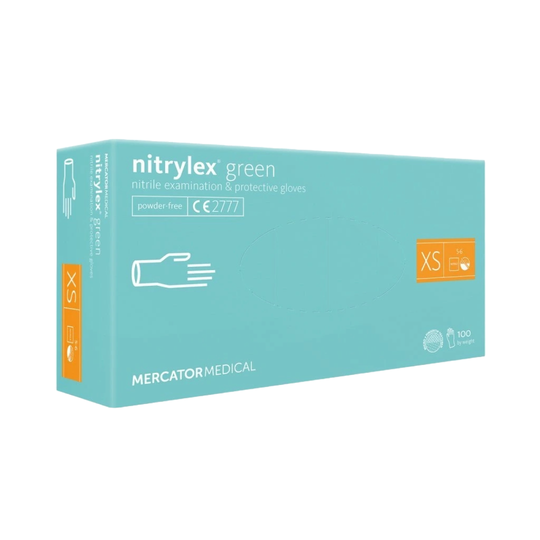Nitrylex PF Gants jetables en nitrile, non poudrés, XS, verts, 100 pièces (Pologne)
