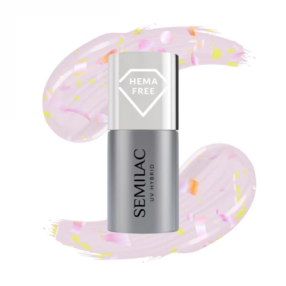 T26 Semilac Vernis gel UV Top No Wipe Matte Peach Galaxy 7 ml