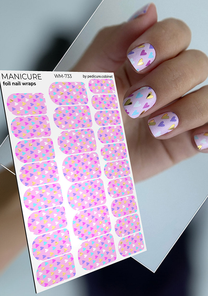 Pedicure cabinet manicure nail wraps with gold foil [WM-733]
