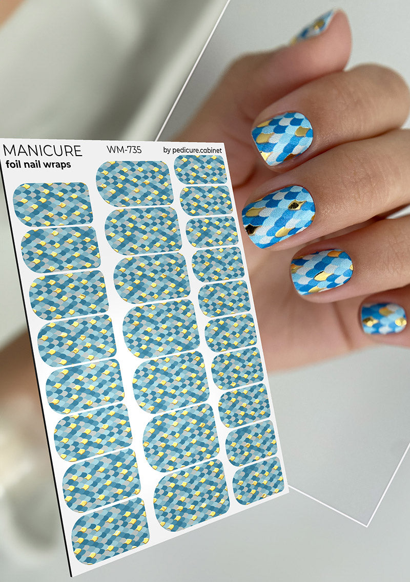 Pedicure cabinet manicure nail wraps with gold foil [WM-735]
