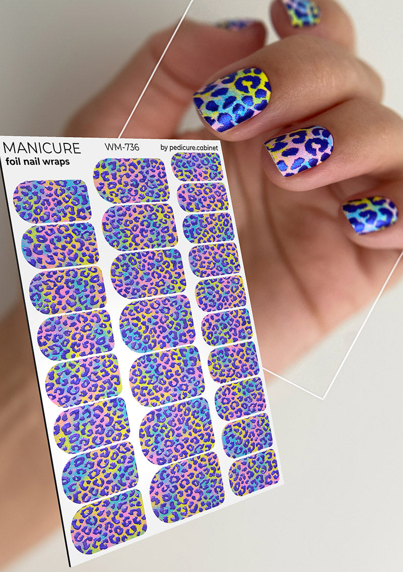 Pedicure cabinet manicure nail wraps with multicolour foil [WM-736]