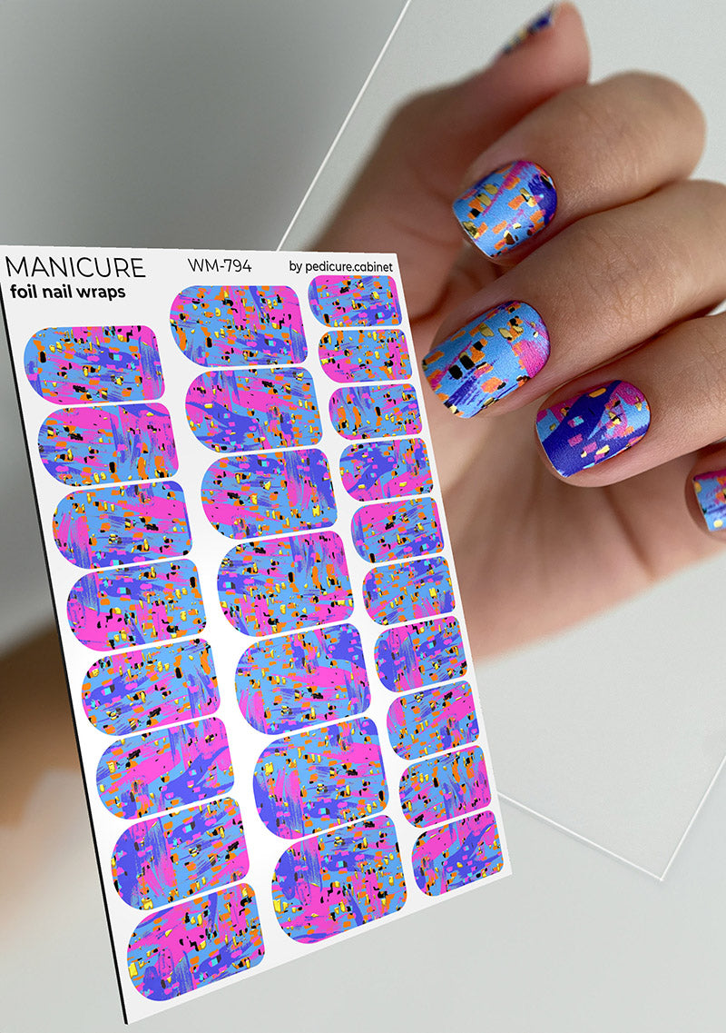 Pedicure cabinet manicure nail wraps with gold foil [WM-794]